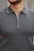 Erkek Fermuarlı Yakalı Kısa Kollu T-shirt resmi